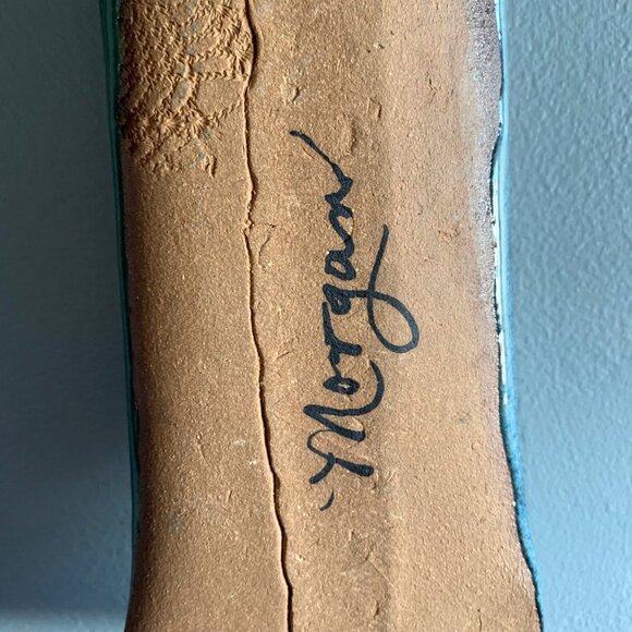 VTG Stoneware Glazed Ceramic Impressed Leaves Wall Vase Pocket Handmade ByMorgan - Picture 6 of 6